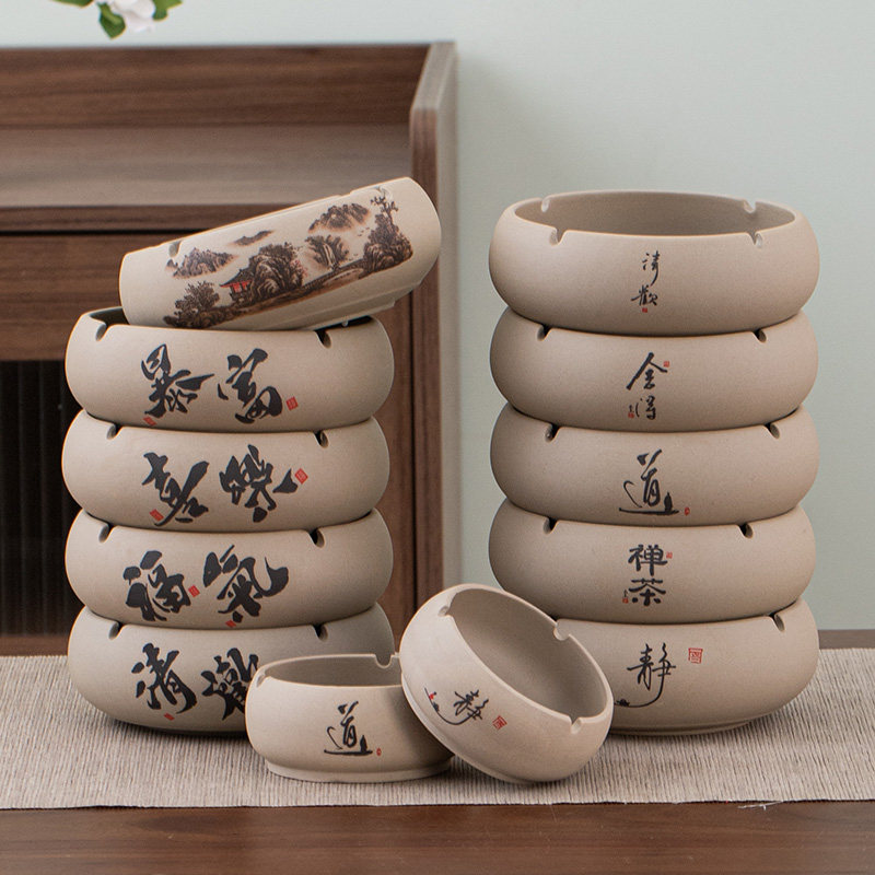 独創的な粗面陶器製の防風灰皿。家庭、リビングルーム、オフィス向けのセラミック製。個性的な中国風デザインで、トレンディな大型サイズ。