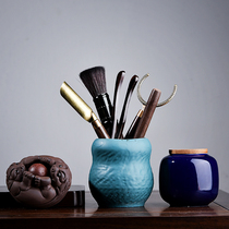 Gongfu tea accessories Great All Black Honolulu Tea Road utensils 6 6 Gentleman Suit Tea Table Tea Table Tea Tool Tea Clip Spoon Knife