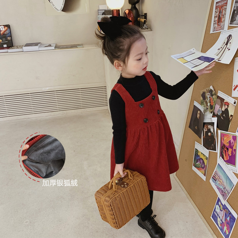 Mai Mai Qiu girls tank top skirt red Korean version of the foreign skirt children's slip dress fashionable 2020 autumn/winter wear new style