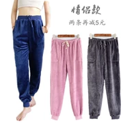 Quần pyjama mùa thu và mùa đông flannel nam và nữ dày ấm kích thước lớn