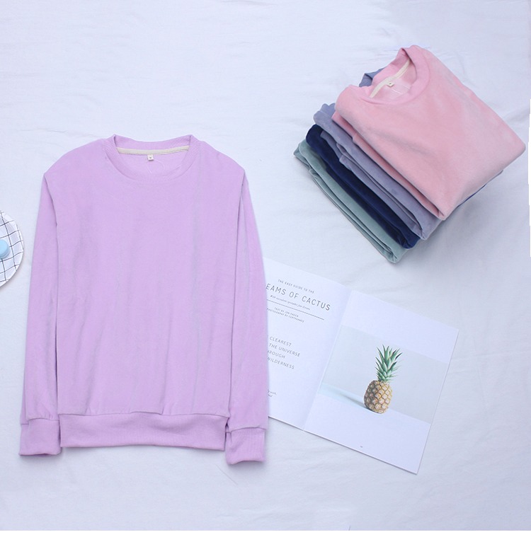 Pyjama áo đơn nữ nhung san hô nhung cộng với tay áo nhung dài tay mùa thu và mùa đông flannel vừa dày nhung san hô phục vụ nhà nam bộ đồ thu đông