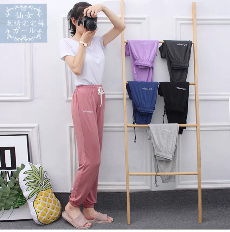 Fairy House Quần Phụ nữ Modal Quần Pyjama Quần mùa hè Cotton Cotton Loose Kích thước lớn Quần nhà - Quần tây quần đùi