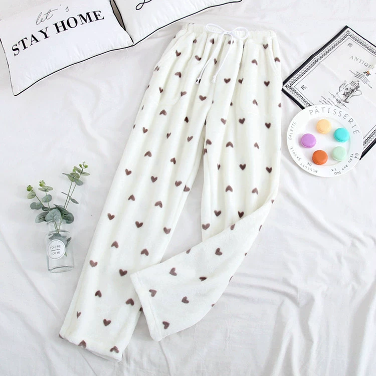 Cặp vợ chồng ngủ quần mùa đông dày nam và nữ flannel quần ấm san hô lông cừu nhà có kích thước lớn có thể mặc bên ngoài