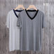 Summer pajamas men's ice silk modal short-sleeved t-shirt splicing bottoming shirt men's clothing half-sleeved top home service