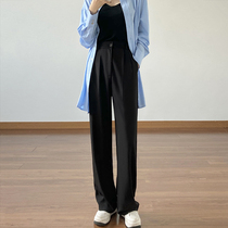 Black wide leg pants women's high waist sag 2021 new spring and autumn slim loose casual suit straight mop pants