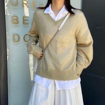 Desperate 2021 Spring and Autumn New Mohair Sweater Women's V-neck Loose Skinny Turtleneck Knitted Long Sleeve Jacket Women