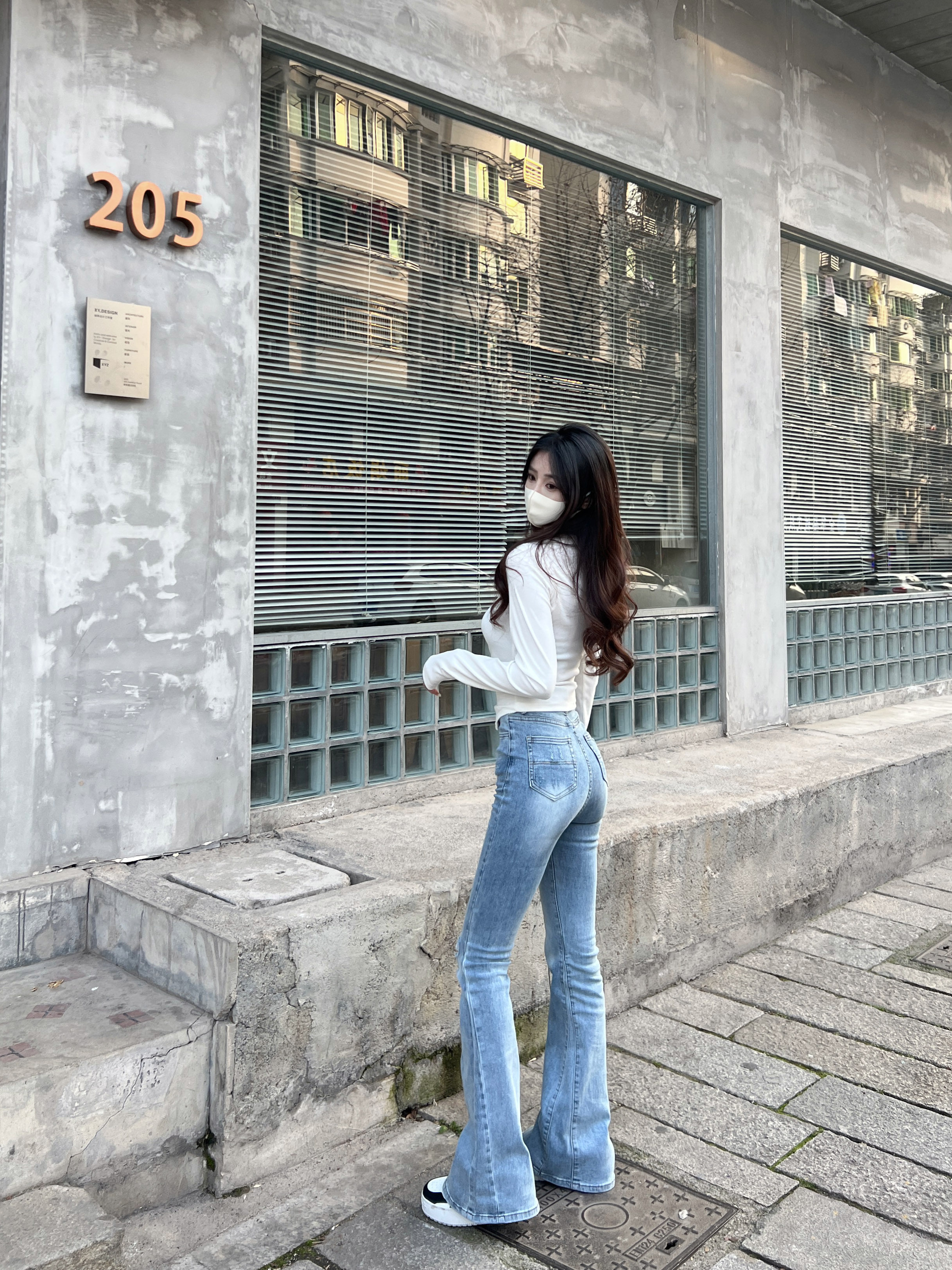 黑色辣妹V领长袖打底衫女春秋季不规则开叉显瘦打底T恤女白色上衣详情25
