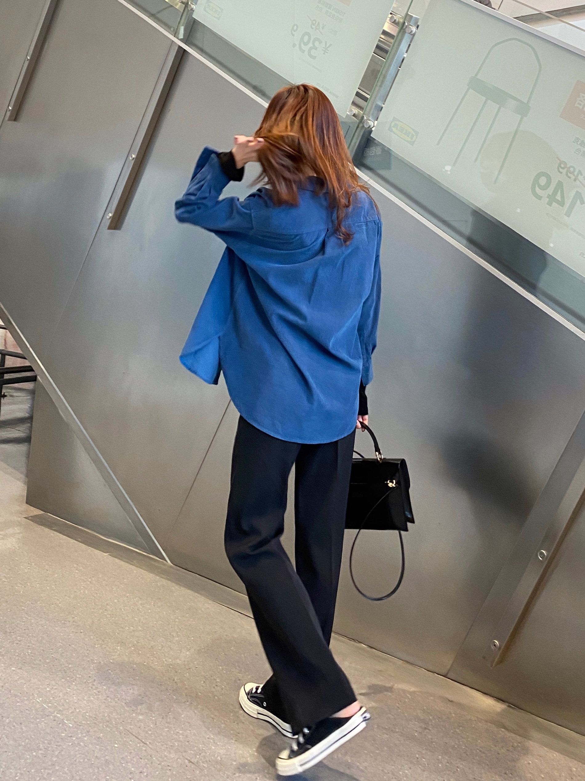 HUILIULIU 黑色西装直筒开叉阔腿裤女春夏高腰垂感显瘦休闲拖地裤详情33
