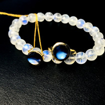 (Xiong family) Sri Lanka white moonlight stone ring collar collar 108 beads blue light