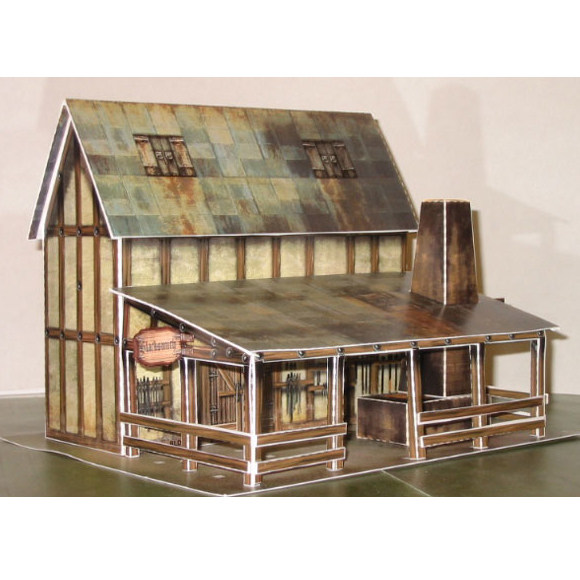 Children's educational DIY handmade simulation ancient building weapons shop blacksmith shop 3D paper model paper art toys