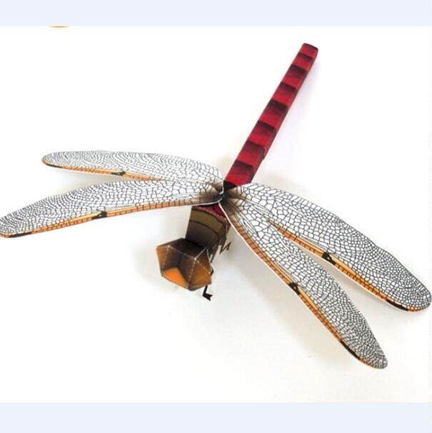 Children's puzzle DIY stereo hand making simulation insect dragonfly 3D paper model paper art toy swing piece-Taobao
