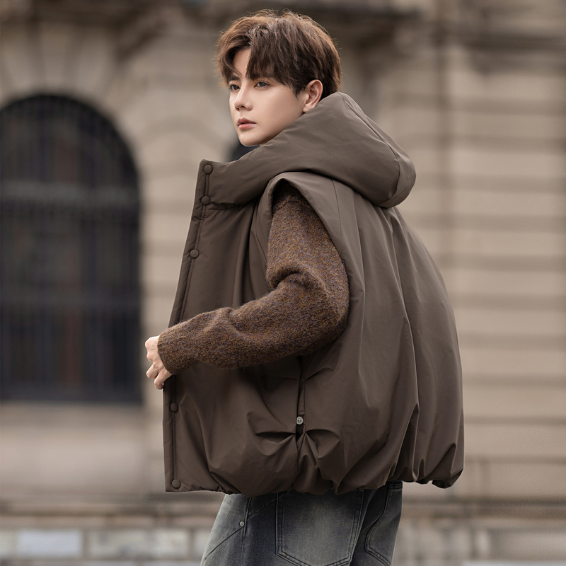 Hooded down Vest for Men 2026 New Autumn and Winter High-End Style Sleeveless Jacket Warm Vest Trendy
