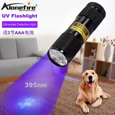 9LED UV 395nm small flashlight anti-counterfeiting fluorescent flashlight detection curing UV lamp