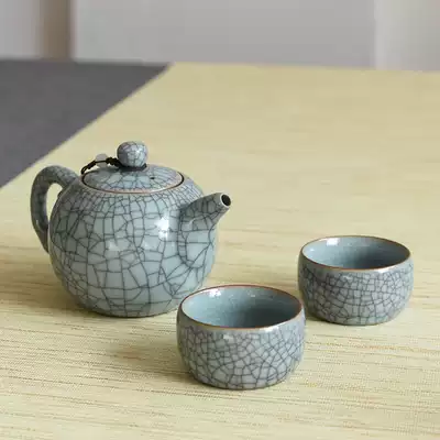 Celadon kung fu tea set ice crack ceramic Gol kiln open small teapot with filter single pot tea maker