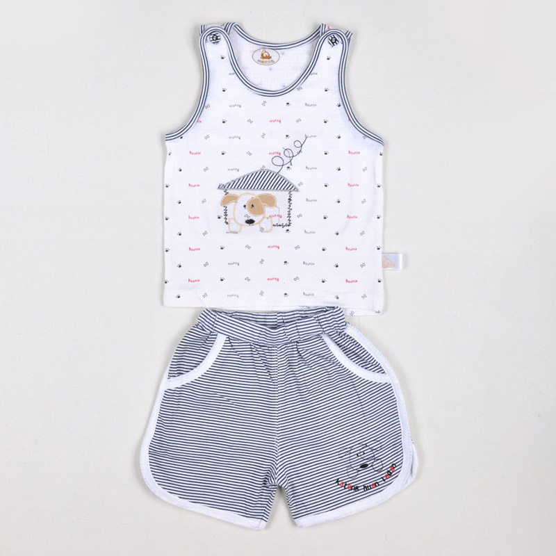 Joy Island Baby Infant Pure Cotton Two Sets Summer Thin Vest Shorts Boy Clothes 6 Months Summer Dress 1 Year Old