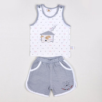 Cartoon pullover baby cotton two-piece sleeveless summer thin vest shorts boy treasure childrens clothing 6 months 1 year old