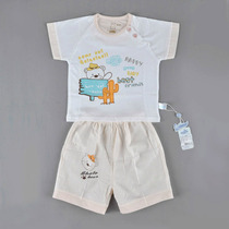 Super baby show summer baby thin short sleeve shorts set mens baby cool cotton T-shirt shorts