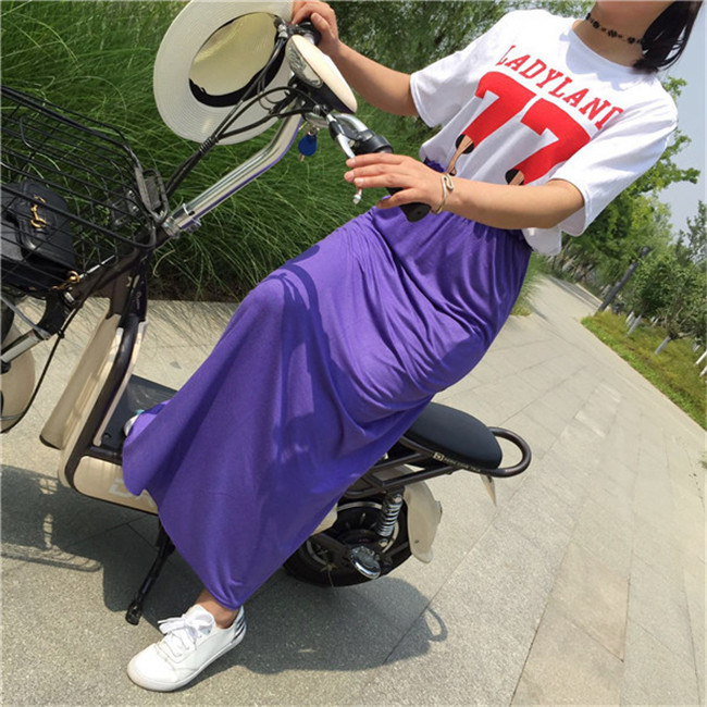 Lái xe mùa hè, đi xe đạp, xà cạp chống ánh sáng, váy chống tia cực tím, váy một mảnh, xe điện, váy chống nắng - Váy chân váy kẻ caro hàn quốc