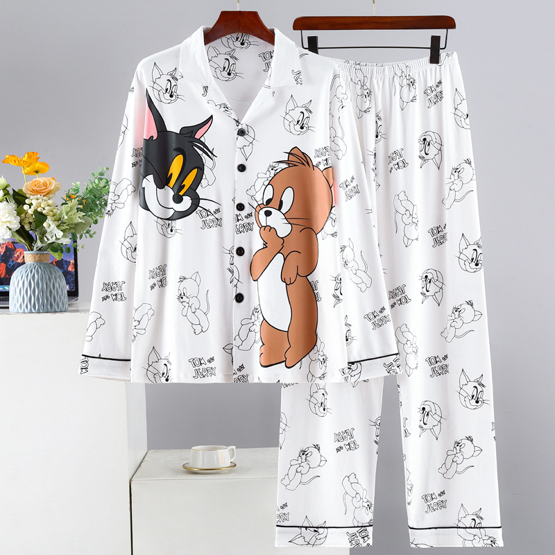 Pajamas for Men, Spring and Autumn, Long-Sleeved, Cartoon, Teenagers, Autumn, Thin, Junior High School Students, Home Clothes Set, Can Be Worn Outside Pajamas for Men, Spring and Autumn, Long-Sleeved, Cartoon, Teenagers, Autumn, Thin, Junior High School Students, Home Clothes Set, Can Be Worn Outside
