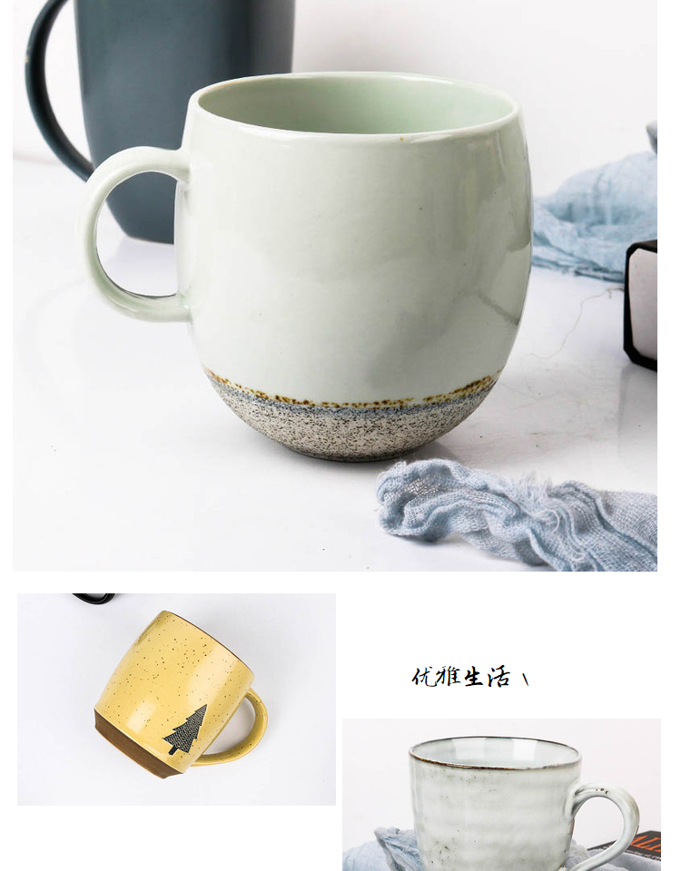 Cốc gốm vẽ tay sáng tạo Tính năng cốc nước uống cốc sữa cốc trà cốc đá nứt đôi cốc thời trang - Tách bình nước thủy tinh