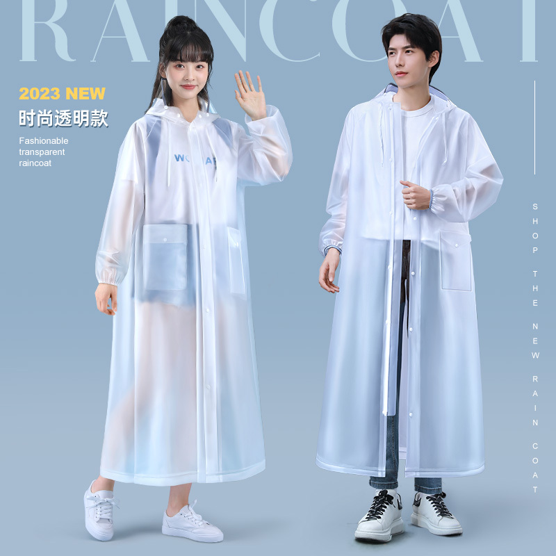 Japanese Raincoat for Men and Women, Summer Style, Thickened, Long, Single-Person, Full-Body Protection, Rainproof, Transparent, Outerwear Rain Poncho for Women