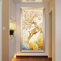 5d New 2021 Diamond painting full diamond living room porch fortune deer own handmade crystal stick diamond cross stitch vertical version