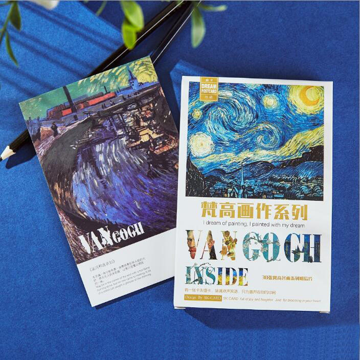 Creative Van Gogh Postcards Ins minimalist literature and art Monet starry sky oil painting hand-painted postcard greeting card