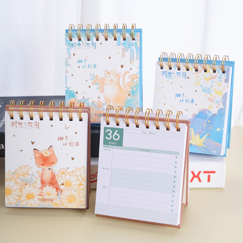 Lionghua Creative Stationery 100 Days Plan This Desktop Work Memo Schedule Coil Notepad Portable