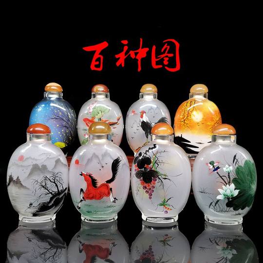 Internally painted snuff bottle Hengshui characteristic pure handmade intangible cultural heritage bottle hand-painted creative snuff bottle ornaments business gifts