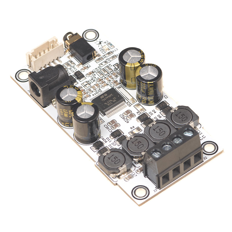 Power amplifier board 2x50W dual track D class power amplifier module stereo AUX linear input DC24V power supply module