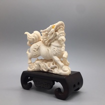 Tibetan tooth Pavilion Kirin Xianrui mammoth ivory carving exquisite meaning to recruit wealth into treasure