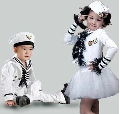 Children's dance chorus suit boys and girls small navy suit sailor suit navy performance suit sailor long version suit