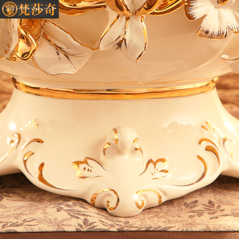 Brahman Sally 's new creative key-2 luxury European - style compote large functional ceramic fruit bowl sitting room place a wedding gift