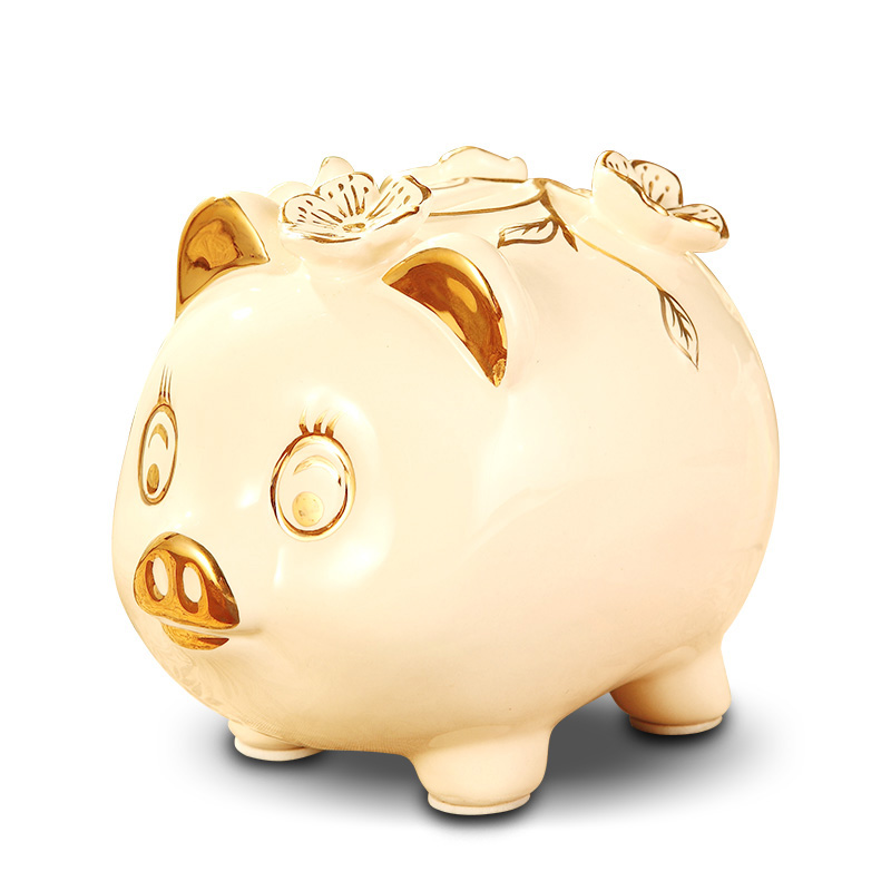 Vatican Sally 's European ceramics gold baby pig piggy bank furnishing articles birthday gift money - a box piggy bank