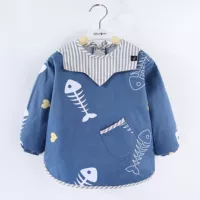 Детский хлопковый водонепроницаемый нагрудник, демисезонный лонгслив, фартук для еды, сзади на завязках