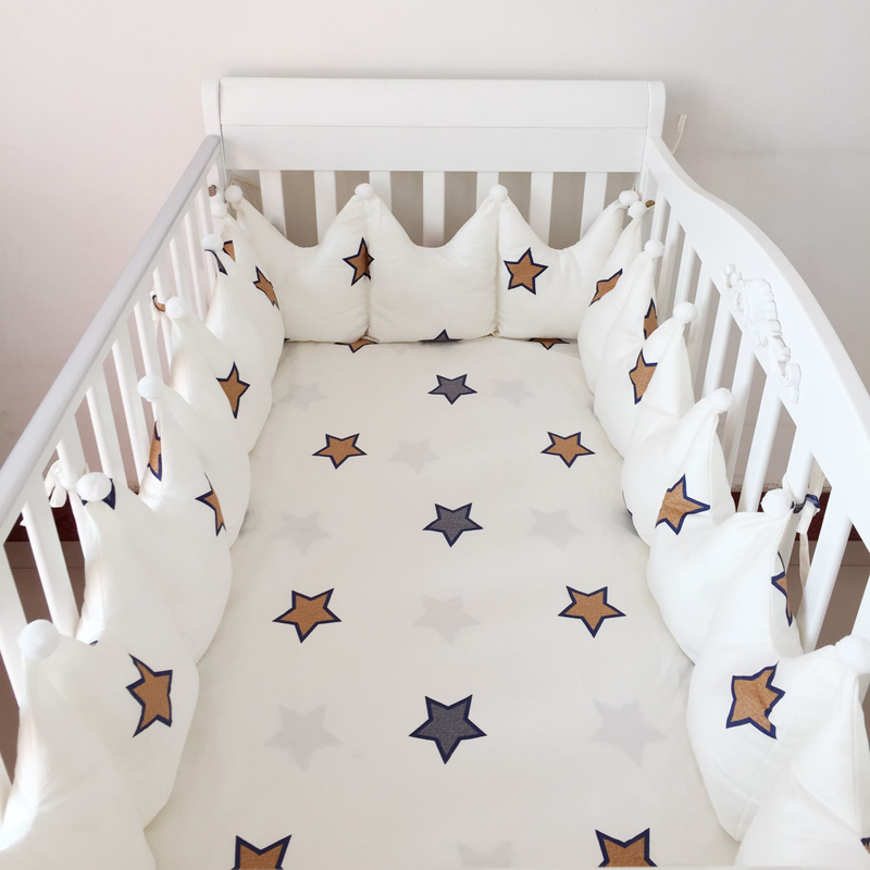 Nordic ins children's bedding kit pure cotton crib bed round bed guardrail anti-collision bed gear custom-made