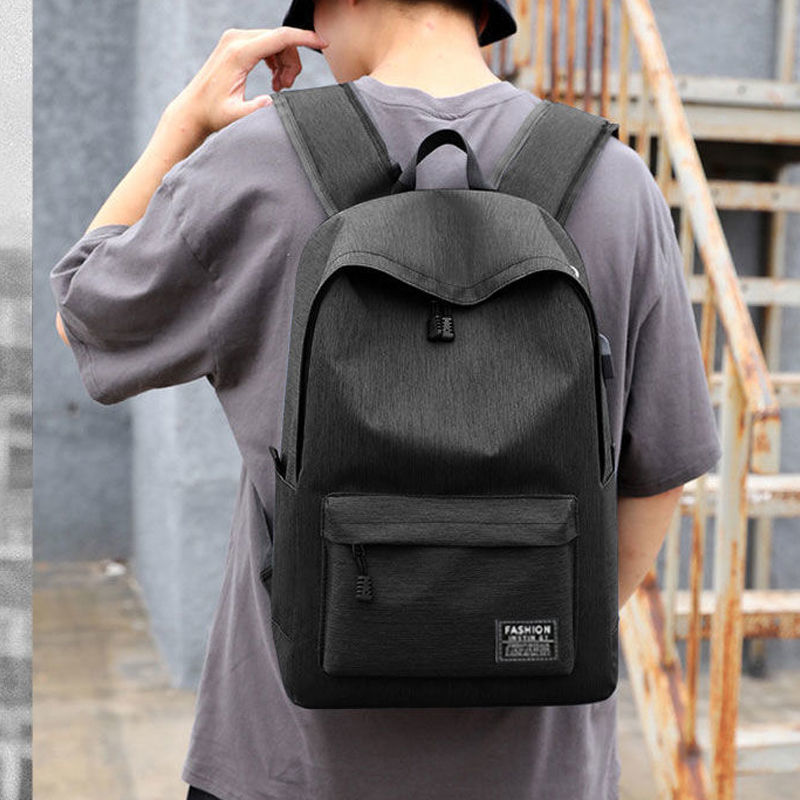 Casual School Bag Male Canvas Brief About double shoulder bag Men's Han version Shoulder Bag Large Capacity Middle School Student School Bag Computer Travel Bag