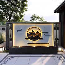 Stainless steel flowing water feature wall metal partition screen wall courtyard flowing water background wall garden screen wall Soviet style customization