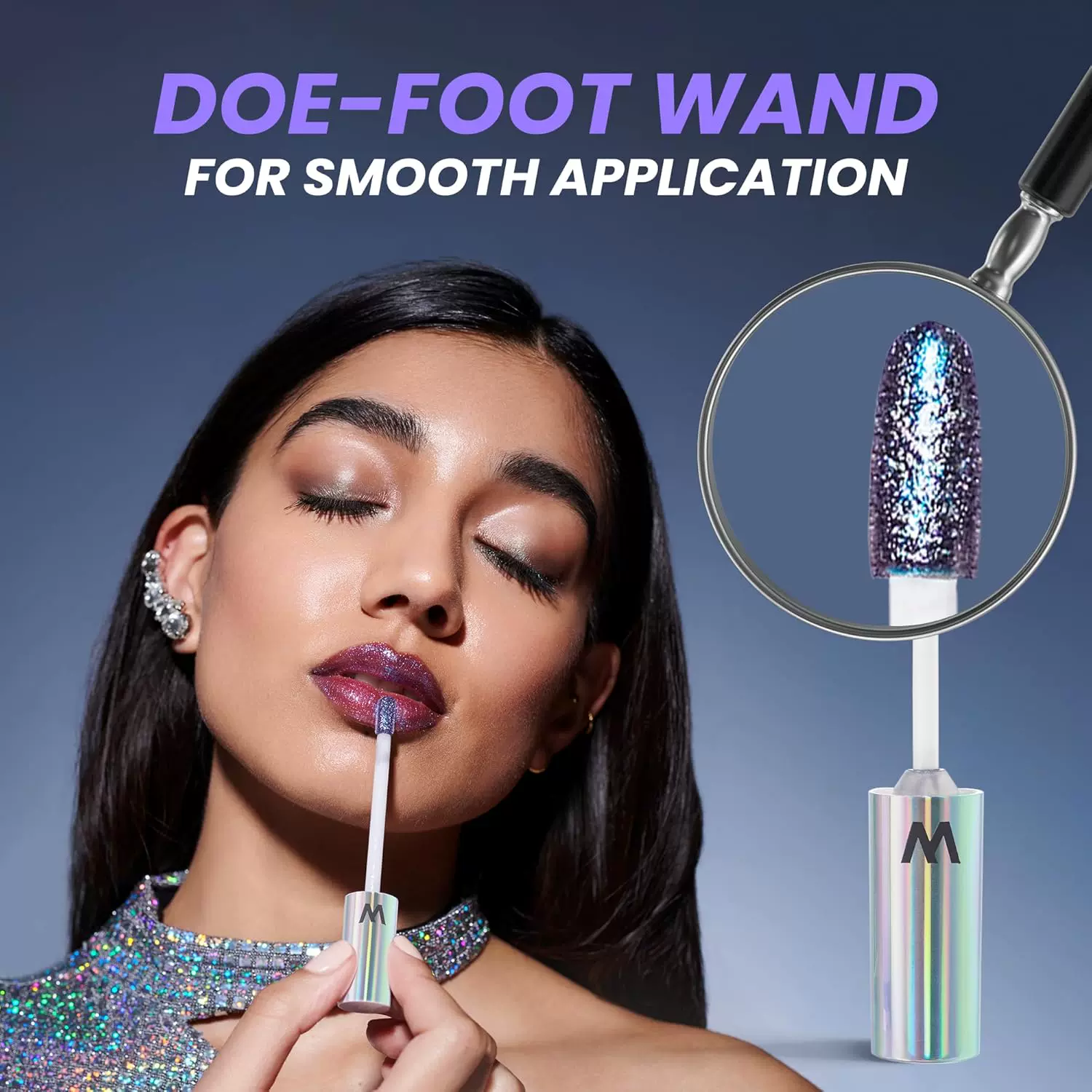 Прямая рассылка из США Wonderskin Miracle Cut Lip Gloss Blue Glitter Lip Moisturizing and High-Shine Lip Gloss
