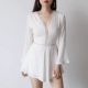 TANSSHOP hè mới siêu gợi cảm v-cổ backless voan slim jumpsuit rỗng jumpsuit quần short nữ