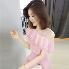 2020 new summer dress: pink, sweet and fairy off shoulder dress
