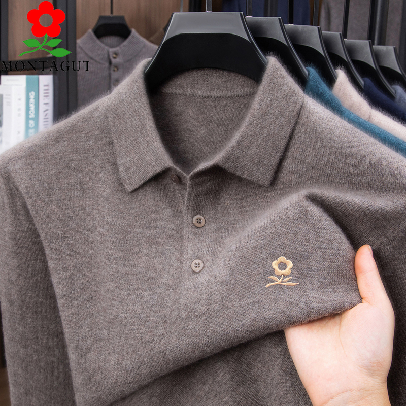 Montagut Cashmere Sweater for Men, Autumn and Winter, Middle-Aged Business Casual, Lapel, Warm Wool Knit Base Layer Sweater Montagut Cashmere Sweater for Men, Autumn and Winter, Middle-Aged Business Casual, Lapel, Warm Wool Knit Base Layer Sweater