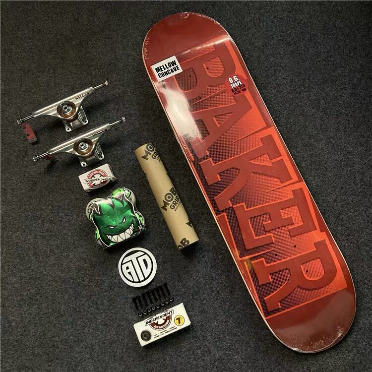 baker skateboard professional assembly double teething 8 0 red USA imported indipendent bracket sptifre wheels