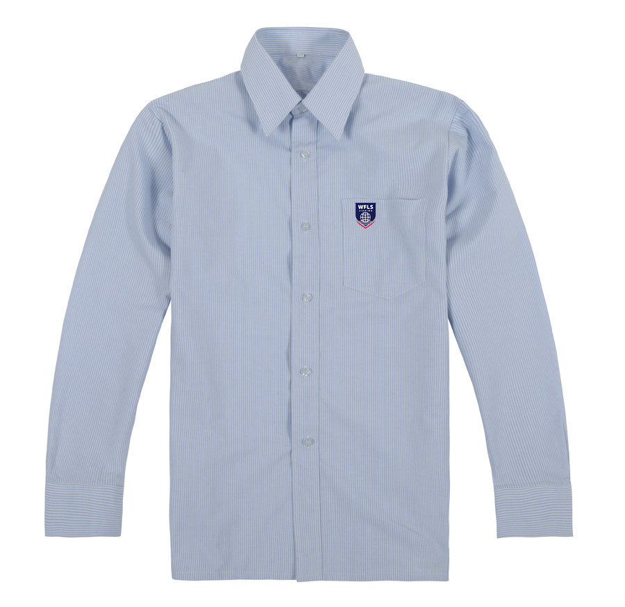 Jiading Campus Boys Long-sleeved Blue Stripe Shirt (Formal)