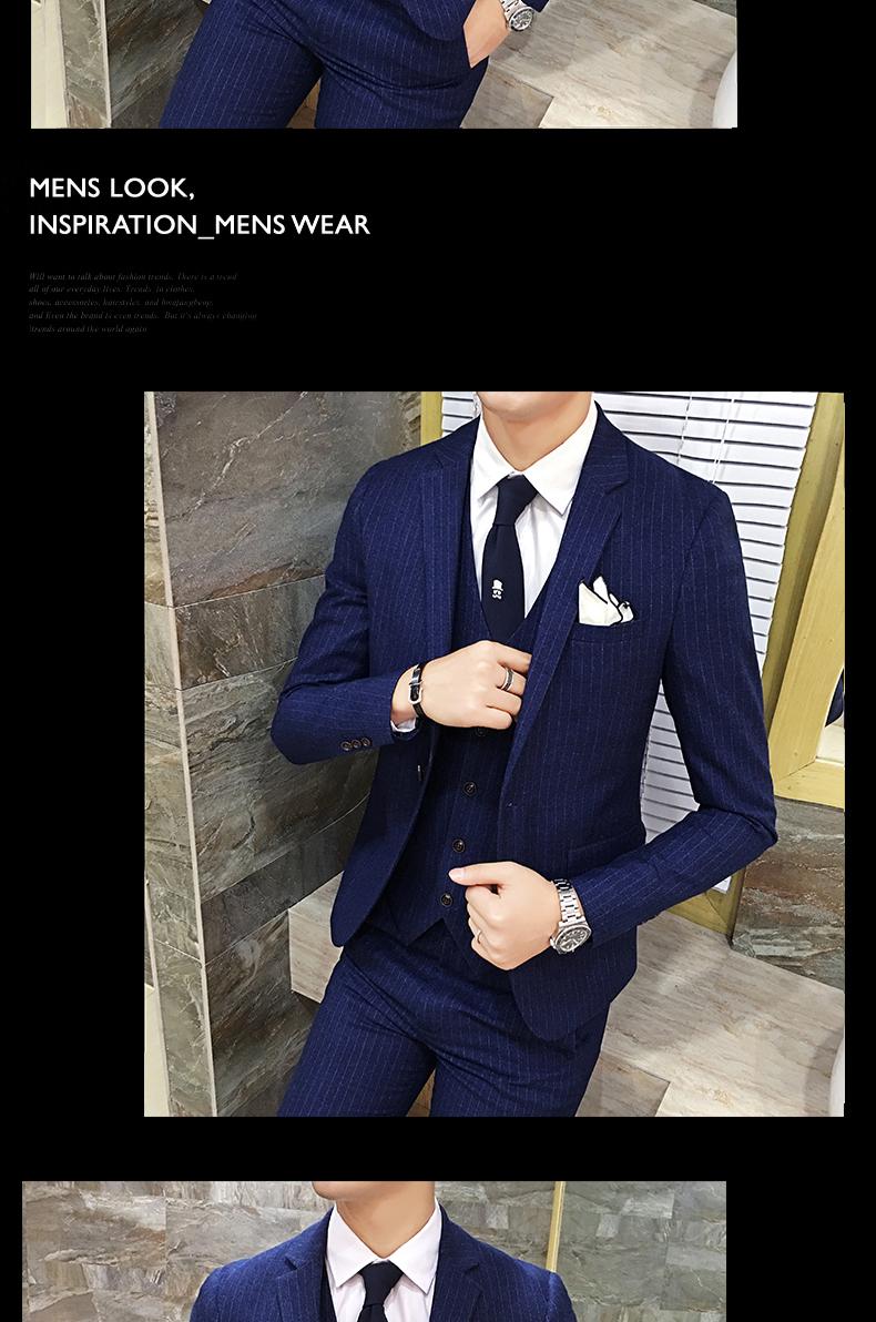 Bộ đồ vest nam sọc phiên bản Hàn Quốc của chú rể chuyên nghiệp shop do nam cao cap