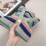 Радужный свитер, осенняя куртка, трикотажный кардиган, коллекция 2023, премиум класс