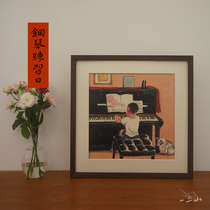 A - two mountain original piano practice day Emperor Little Painting Ink Painting Room decorated painting porch library hanging painting