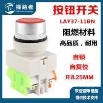 Button open pore 25mm switch LAY37-11BN flat head self-reset self-lock start stop control power switch