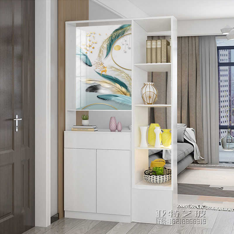 Custom Living Room Entrance Door Xuanguan Shoe Cabinet Glass Screen Double Sided Small Partition Cabinet Modern Minima Light Luxury Small Family Style