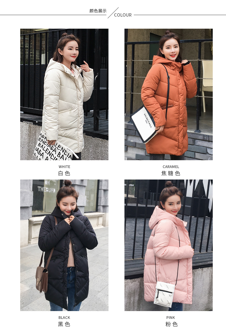 Phụ nữ mang thai mùa đông áo dài trong phần dài kích thước lớn thả lỏng cotton phù hợp với phiên bản Hàn Quốc của phần dài của áo khoác mẹ dày thủy triều đầm bầu đẹp